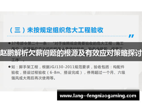 赵鹏解析欠薪问题的根源及有效应对策略探讨