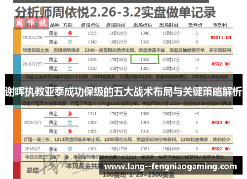 谢晖执教亚泰成功保级的五大战术布局与关键策略解析 谢晖执教亚泰成功保级的五大战术布局与关键策略解析