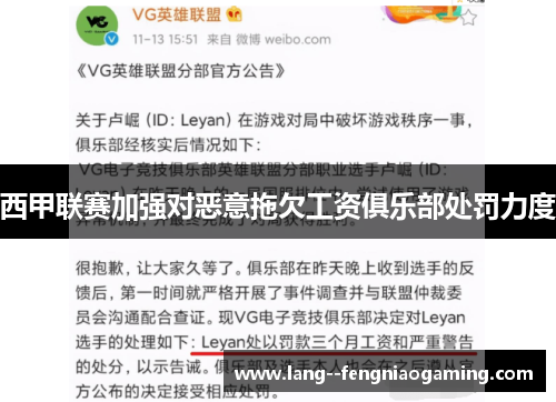 西甲联赛加强对恶意拖欠工资俱乐部处罚力度